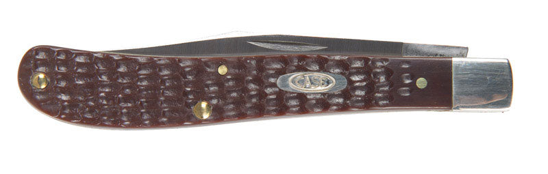 Case WR XX Pocket Knife Brown Synthetic Barehead Slimline Trapper Item #135 - (61048 SS) - Length Closed: 4 1/8 Inches