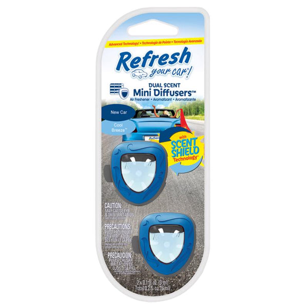 Refresh Your Car! E300877700 Dual Scent Mini Diffusers, New Car/Cool Breeze Scent E301450900
