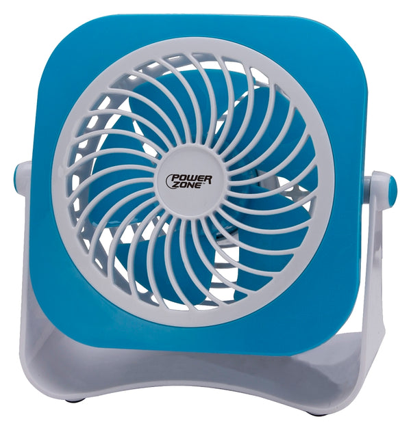 PowerZone Dual Powdered Table Fan, 2 Speeds, Plastic, 4 In W QT-U403B
