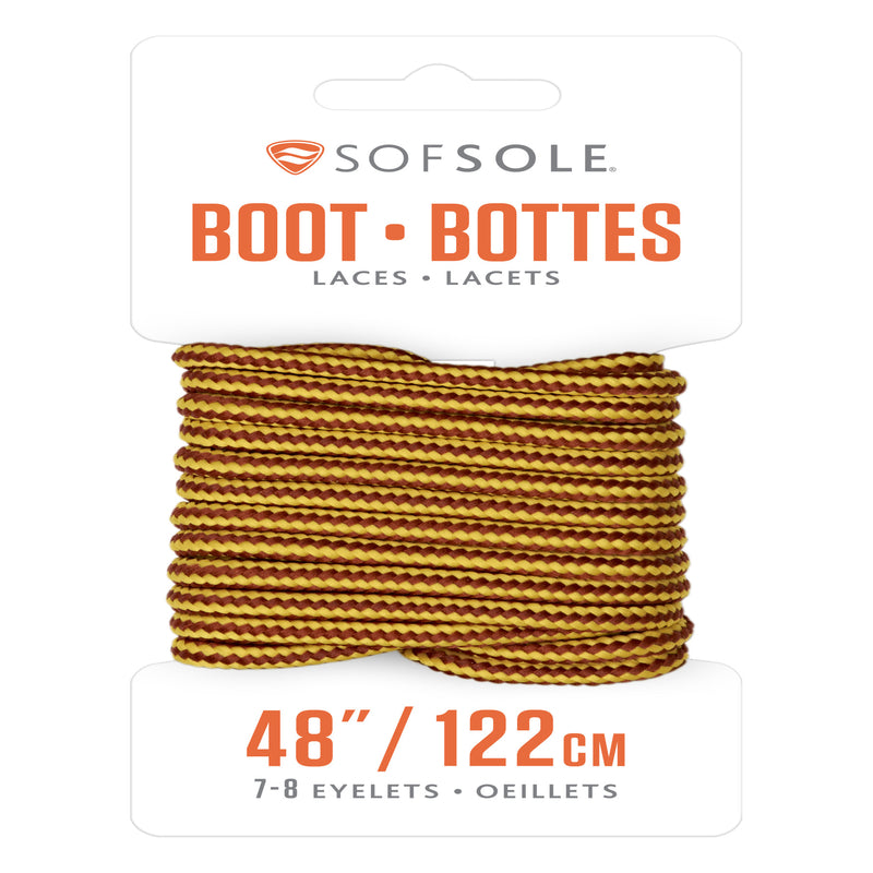 Shoe Laces, 45" L, Polyester, Gold Brown, PR (2-Pack)