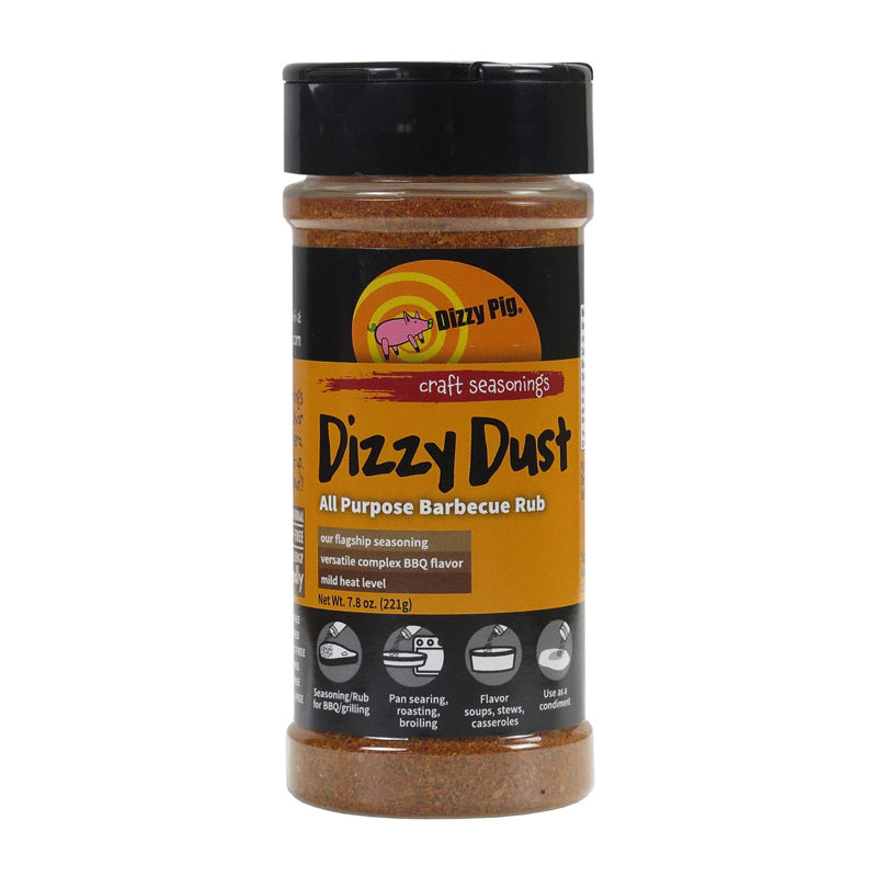 Dizzy Pig Dizzy Dust All-Purpose Barbecue Seasoning Rub (8oz. Shaker) - Seasons 30+lbs of Food - Hand Made in the USA - MSG Free, Gluten Free