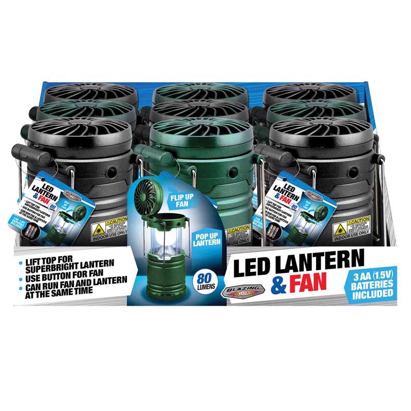 LED LANTERN & FAN 80LUM, Multicoloured