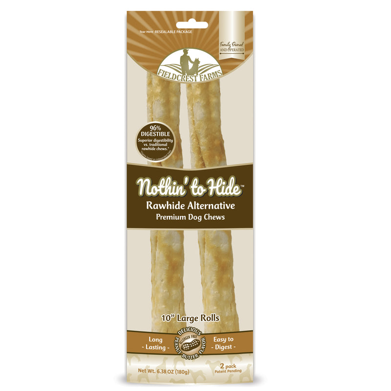 Fieldcrest Farms Nothin' to Hide 10'' Large Roll Peanut Butter Flavored Dog Chew, 180 Gram, Count of 2
