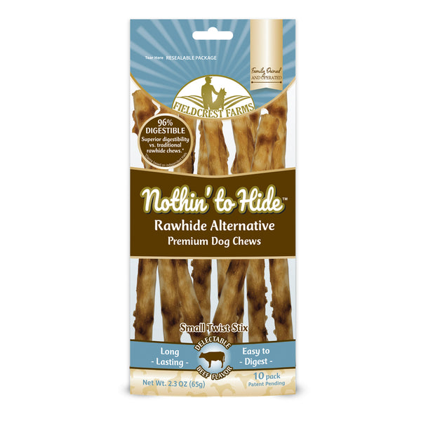 Fieldcrest Farms Nothing to Hide Natural Rawhide Alternative Small Twist Stix for Dogs - (10 Sticks) All Natural Easily Digestible Chews for All Breed Dogs - Great for Dental Health 154