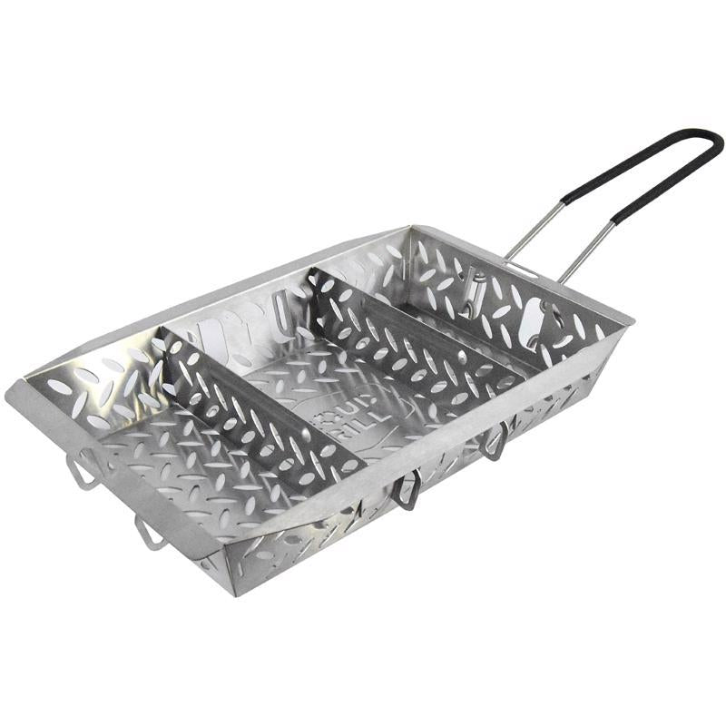 Proud Grill UltraVersatile Stainless Steel Grill Basket - Large BBQ Grill Basket for Grilling Vegetables. Detachable handle and movable dividers. Perfect Grill Accessory to grill veggies, fish, meat.