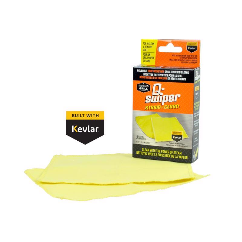 Q-Swiper Steam Clean Grill Cleaning Cloths 2 Pack | Bristle Free Cleaning | Made with 100% Kevlar Fibers | Use with Q-Swiper Grill Brush (Sold Separately)