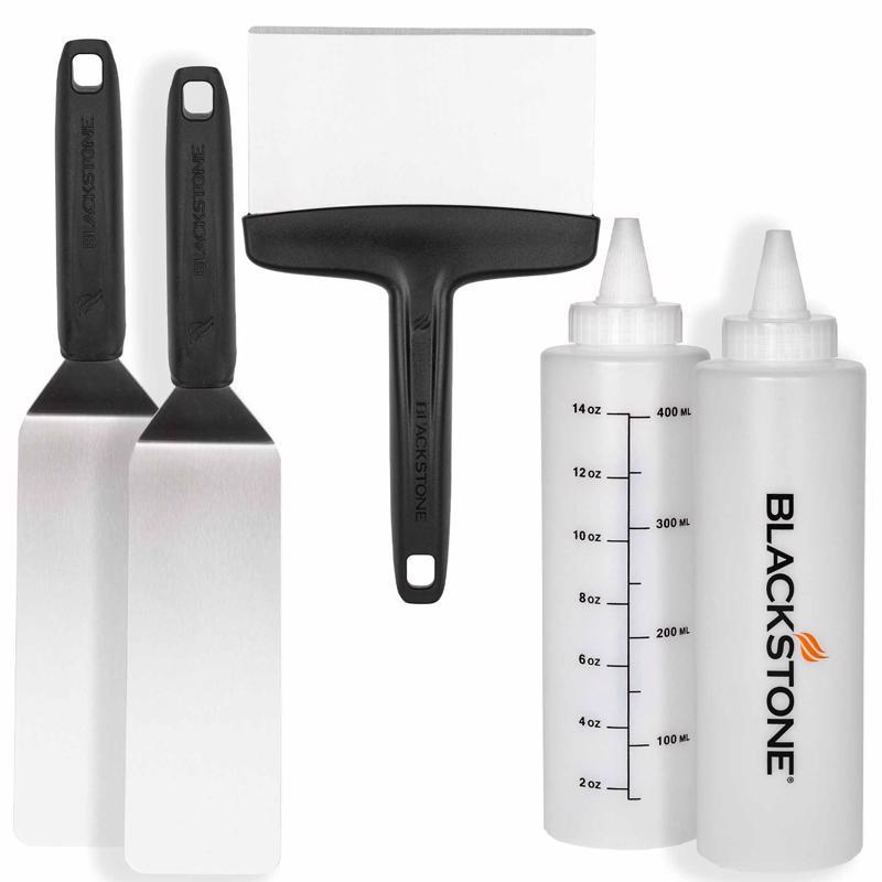 Blackstone Professional Grade Accessory Tool Kit (5 Pieces) 16 oz Bottle, Two Spatulas, Chopper/Scraper and One Cookbook-Perfect for Cooking Indoor or Outdoor, Multicolor