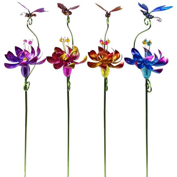 Alpine Flower Garden Stake with Insect Assorted LJJ1462A