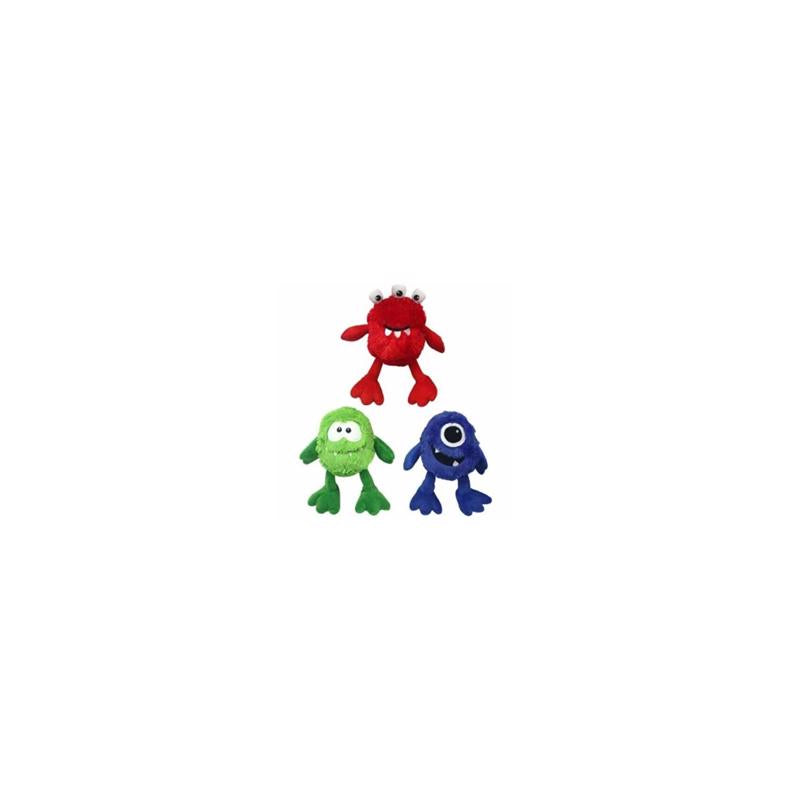 Minipet Plush Monsters New Assorted Monsters/Colors (Blue, Red, and Green) 5" Dog Toy