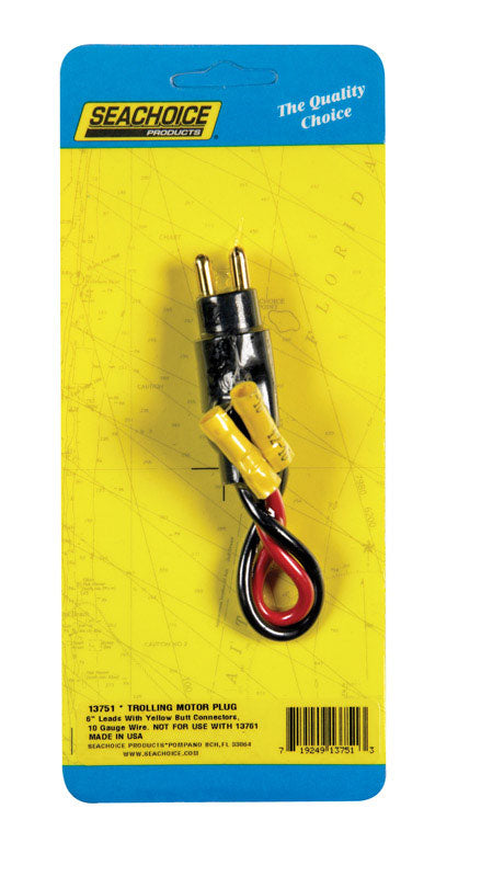 Seachoice Trolling Motor Plug, Straight, Male, Motor Side, 6 In. Lead Wires
