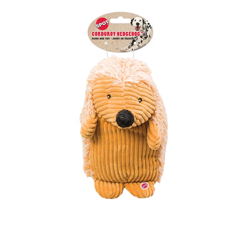 SPOT Corduroy Hedgehog Dog Toy with Squeaker, Textured Plush Toy for Small and Medium Dog Breeds, Light to Moderate Chewers, 8 Inch, Assorted Colors