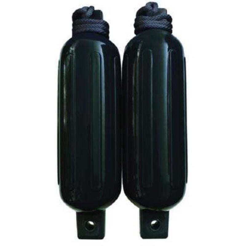 Seachoice Twin Eye Ribbed Fender Kit, Includes a Pair of MFP Fender Lines, Black, 5-1/2 in. X 20 in.