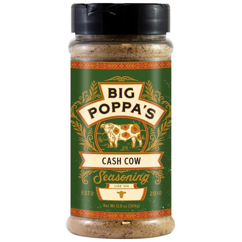 Big Poppa's Cash Cow Seasoning – Unleash the Flavor of Your Beef Recipes with our Mouth-Watering Meat Rub – Use it for Tenderloin, Beefsteak, Brisket and Even Mushrooms! (13 Oz)