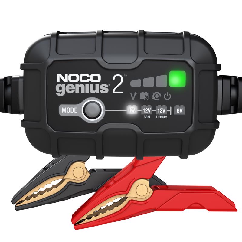 NOCO GENIUS2: 2A 6V/12V Smart Battery Charger – Automatic Maintainer, Trickle Charger & Desulfator with Overcharge Protection & Temperature Compensation – for Lead-Acid & Lithium Batteries