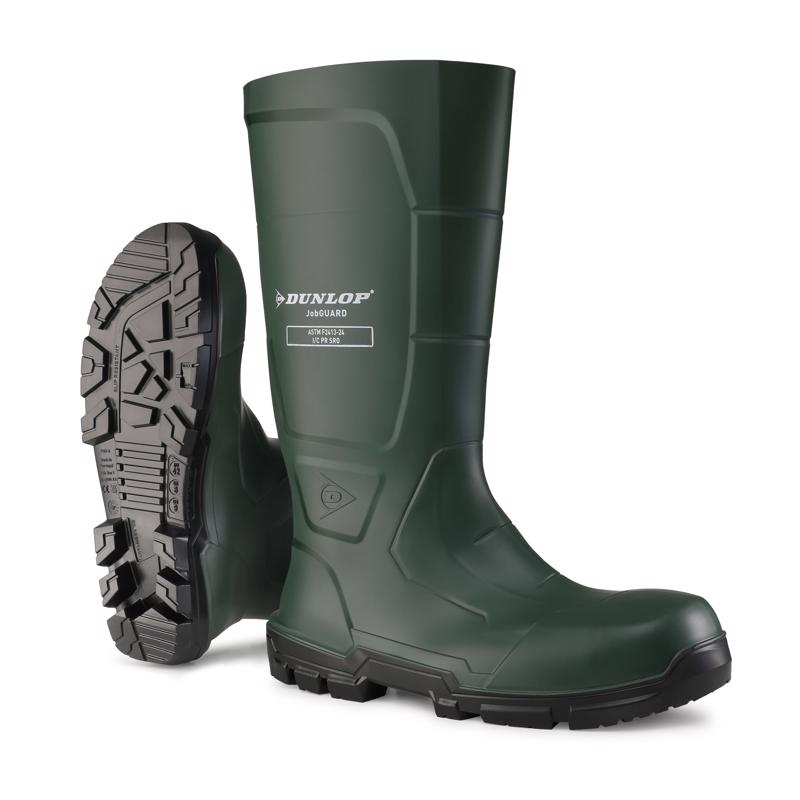 DUNLOP Protective Footwear, Acifort JobGUARD full safety, 100% Waterproof, Polyblend PVC Material, Steel toe, Rubber Boots, UNISEX, Green, Size 5-15