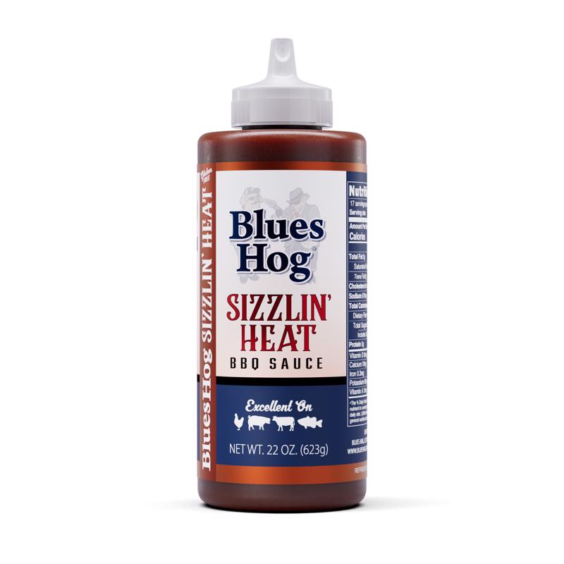 Blues Hog Sizzlin’ Heat BBQ Sauce, Spicy & Tangy Cajun Sauce Perfect for Ribs, Wings & Grilling, All-Natural, No High Fructose Corn Syrup, Gluten-Free, Made in the USA, 22oz