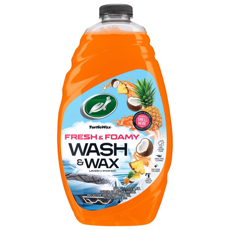 Turtle Wax Fresh & Foamy Wash and Wax, Pineapple Coconut Scent, 48oz bottle