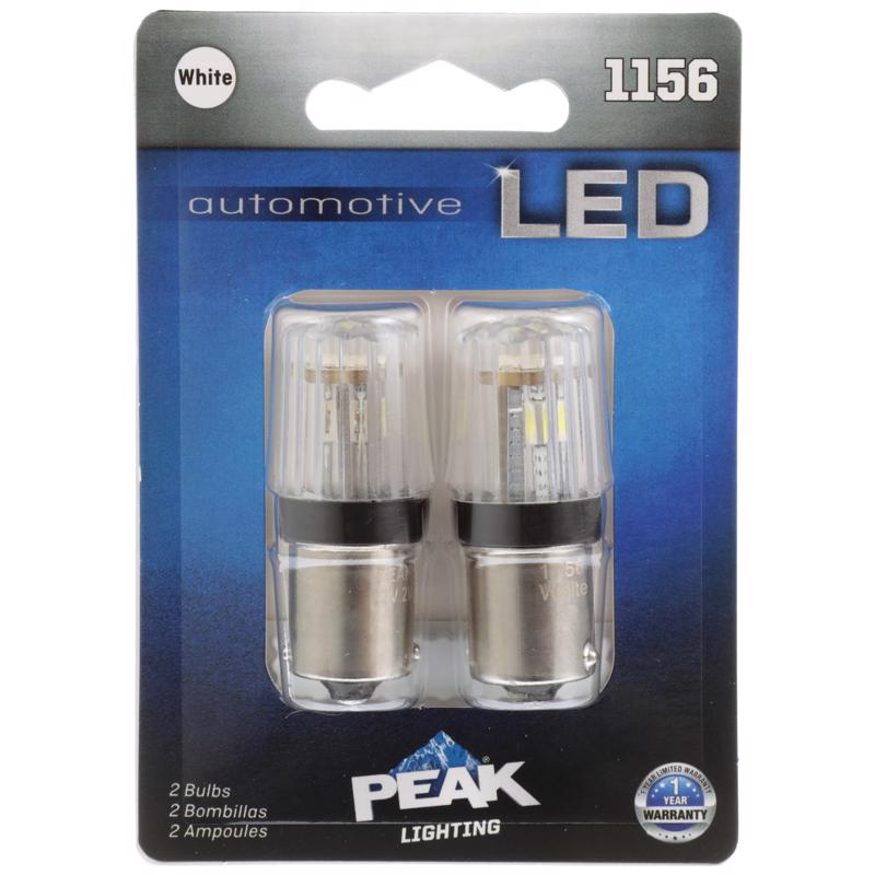 PEAK 1156LED-2BPP Bright White LED Bulbs for Turn Signals, Blinkers, License Plate, Car Interior, Brake Tail Lights, 360°, Pack of 2