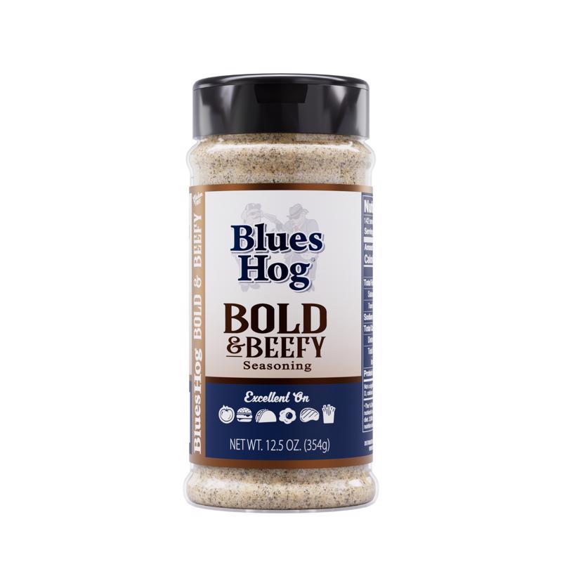 Blues Hog Bold & Beefy Seasoning, Gourmet BBQ Rub for Brisket, Burgers & More, All-Natural, Gluten-Free, Made in the USA, 12.5 oz
