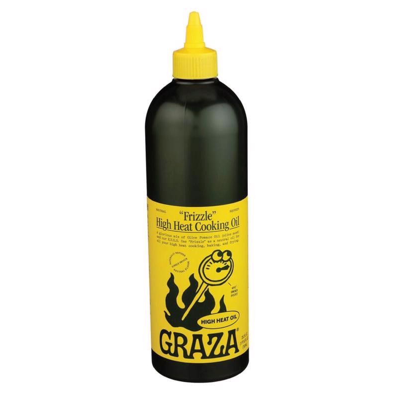 Graza Frizzle High Heat Cooking Oil - Cooking Oil with a High Smoke Point & Neutral Flavor in a Squeeze Bottle for Frying, Baking & Grilling - Oil Made from 100% Olives - 25.3 Fl Oz (750ml) D1-FZL750