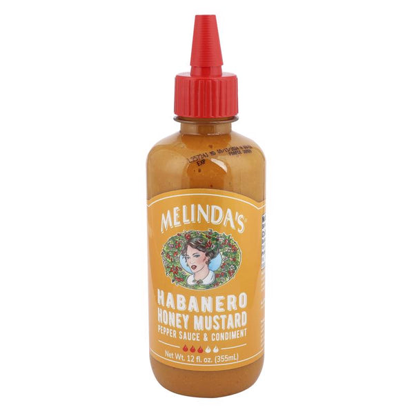 Melinda's Habanero Honey Mustard - Habanero Hot Sauce with Fresh Peppers, Real Mustard - Gluten Free, Keto Hot Sauce - 12 oz, 1 Pack ME62013