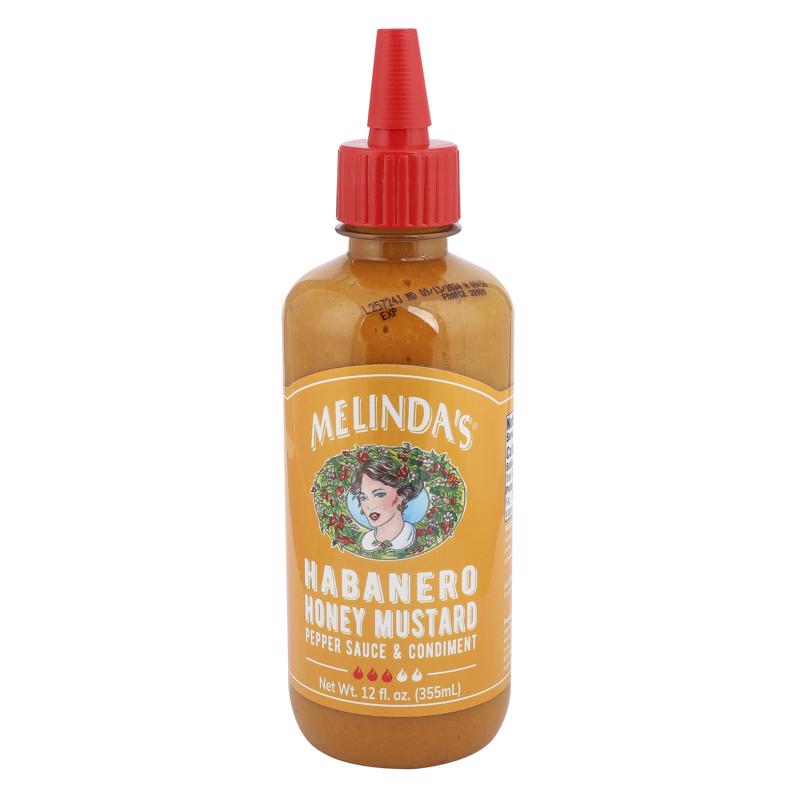 Melinda’s Habanero Honey Mustard - Habanero Hot Sauce with Fresh Peppers, Real Mustard - Gluten Free, Keto Hot Sauce - 12 oz, 1 Pack