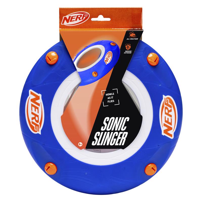 Nerf Kids Soft Flying Disc - Sonic Slinger Indoor + Outdoor Flying Disc Toy for Kids - 11" Inch - Super Lightweight Construction for Indoor + Outdoor Use - Howls When Thrown