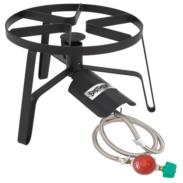 Bayou Classic SP1 14-in Single Jet Cooker 14-in Cooking Surface 11.5-in Tall Frame 10-psi Adjustable Regulator w/ 48-in Stainless Braided Hose 4-in Cast Aluminum Burner
