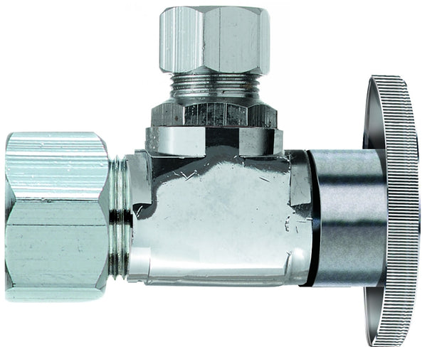 Plumb Pak PP20061LF 1/4 Turn Angle Shut-Off Valve, 5/8 X 3/8 X Od, Body, Chrome Plated, Brass