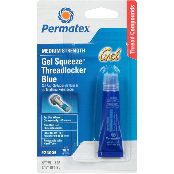 Permatex 24005-6PK Medium Strength Threadlocker Blue Gel, 5 g Gel Squeeze Tube (Pack of 6)