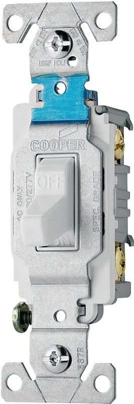 EATON Wiring CS115W-SP-L 15-Amp, 120/277-Volt/AC Commercial Specification Grade Single Pole AC Compact Toggle Switch, White