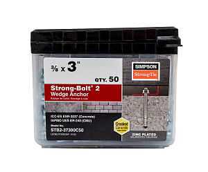 Strong-Bolt 2 Wedge Anchor, 3/8 in Dia, 3 in L, Carbon Steel, Zinc Plated