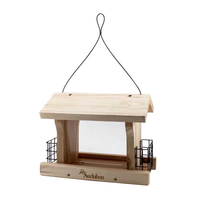 CEDAR WOOD RANCH STYLE BIRD FEEDER W/SUET HOLDERS