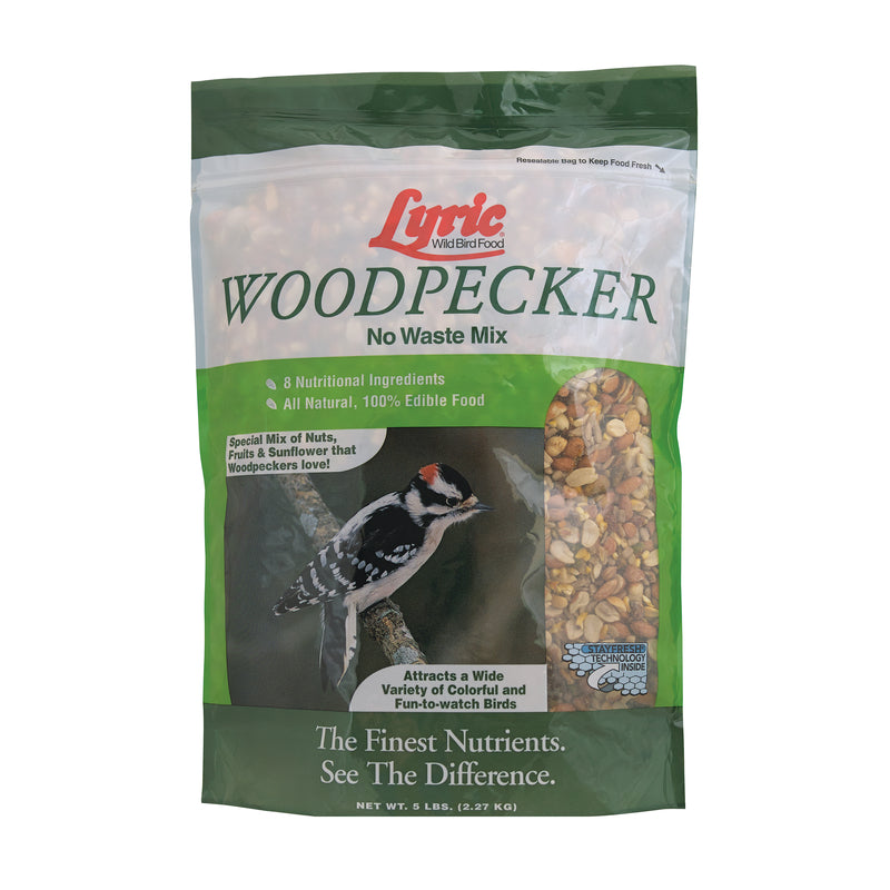Lyric Woodpecker Wild Bird Seed, No Waste Bird Seed with Nuts, Dried Fruit & Shelled Seeds - 5 lb. Bag