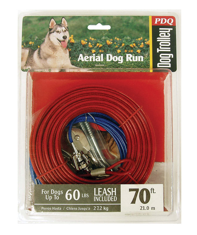 PDQ Boss Pet Q5070 000 99 70' Large Dog Trolley System with Leash, Reds