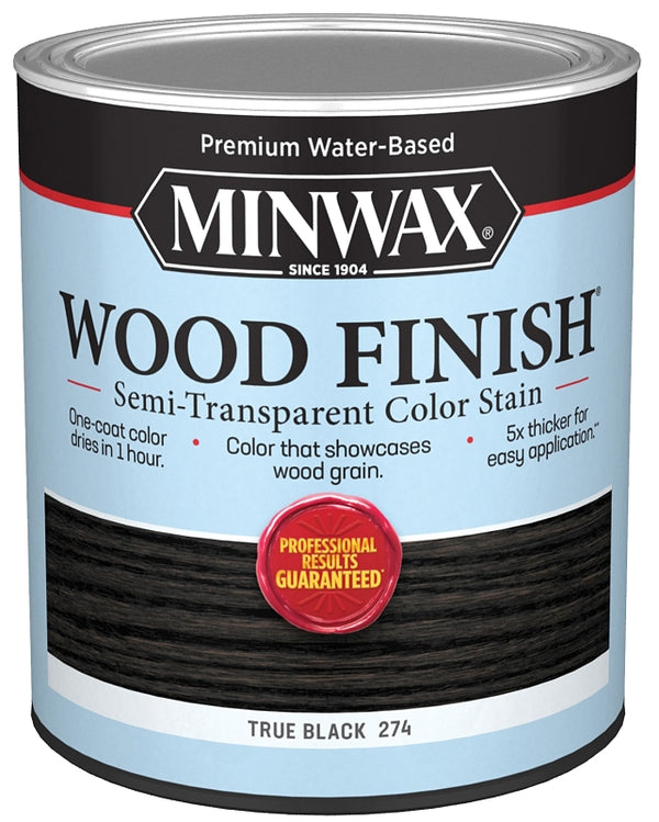 Minwax Wood Finish Stain, Water-Based, Semi-Transparent, True Black, 1-Qt. - Quantity 44 108500000