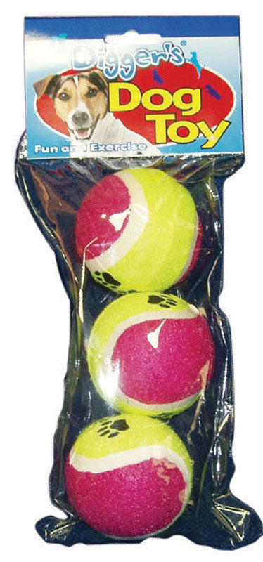 Interactive Digger'S Pet Durable Dog Toy: 3-Pack Tennis Balls for Dogs in Pink, Purple, Yellow. Small, Medium, Big Dogs Toy. Fun Outdoor Toy. Family Fun. Kids Fun