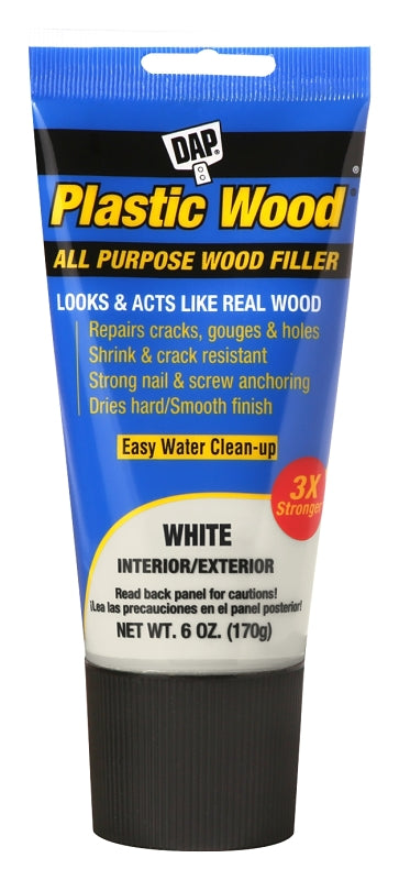DAP Plastic Wood All Purpose Latex Wood Filler, White, 6 Oz (7079800585)