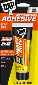 DAP Heavy Duty Construction Adhesive, White, 3 oz (7079800160)