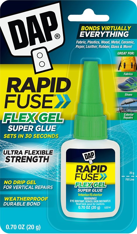 DAP RapidFuse Flex Gel Super Glue, Clear, 0.7 oz (7079800163)