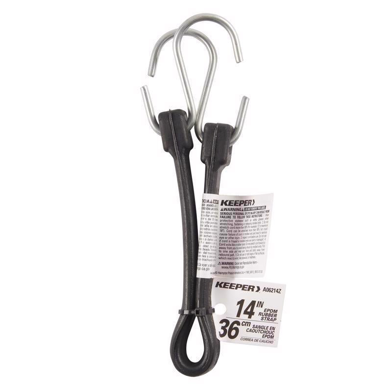 KEEPER Pro Grip Hold Down Tarp Strap 9" L Natural Rubber Straps with Zinc Plated Hooks