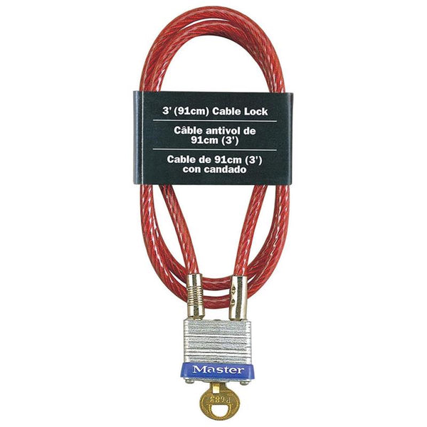 Master Lock 719D Steel Cable with Integrated Outdoor Padlock with Key, 1 Pack