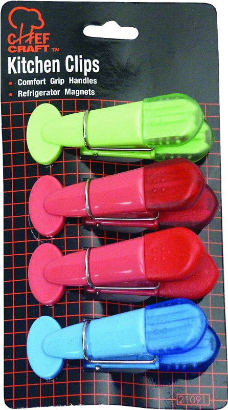 Chef Craft Select Plastic Magnetic Memo Clip Set, 7 inch 4 piece set, Assorted 21091