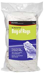 Buffalo Industries (60200) New White Bleached Knit Rags, 1 lb. box - All-Purpose Wiping, Cleaning, Polishing, Medium-Weight T-shirt Material, Washed and Bleached for Super Absorbency and Low-Linting