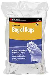 Buffalo Industries (10521) Absorbent White Recycled T-Shirt Cloth Rags - 1 lb. box - For All-purpose Wiping, Cleaning, and Polishing - Made from 100% Recycled Materials