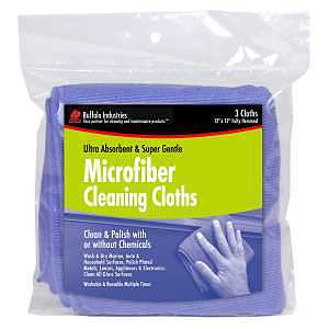 Buffalo Industries (64000) 12" x 12" Ultra Absorbent, Gentle Microfiber Cleaning Cloths, Pack of 3 - Ultra-Fine Fibers Pick up Dirt and Polish Fine Finishes, Glass, Electronics, Appliances, Furniture