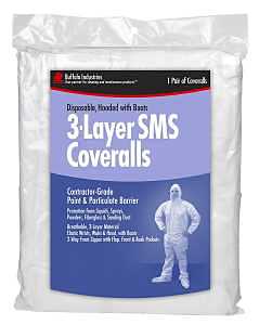 Buffalo Industries (68442) 3-layer Lead Abatement Disposable Coverall, Size XL, Pack of 1, Attached Hood and Booties, Zippered Front with Flap, Elastic Wrists, Ankles and Waist, Front, Back Pockets