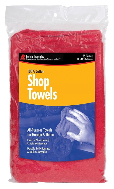 Buffalo 62013C Shop Towels, Red