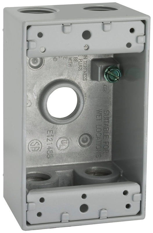 Hubbell-Raco 5322-0 Weatherproof Box, 1 Gang, 18.3 Cu-in X 4-1/2 in L X 2-3/4 in W X 2 in D, 5-1/2-Inch
