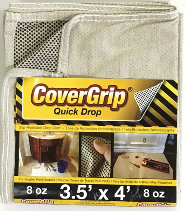 CoverGrip Quick Drop 8 oz Canvas Safety Drop Cloth, 3.5' x 4' 35408